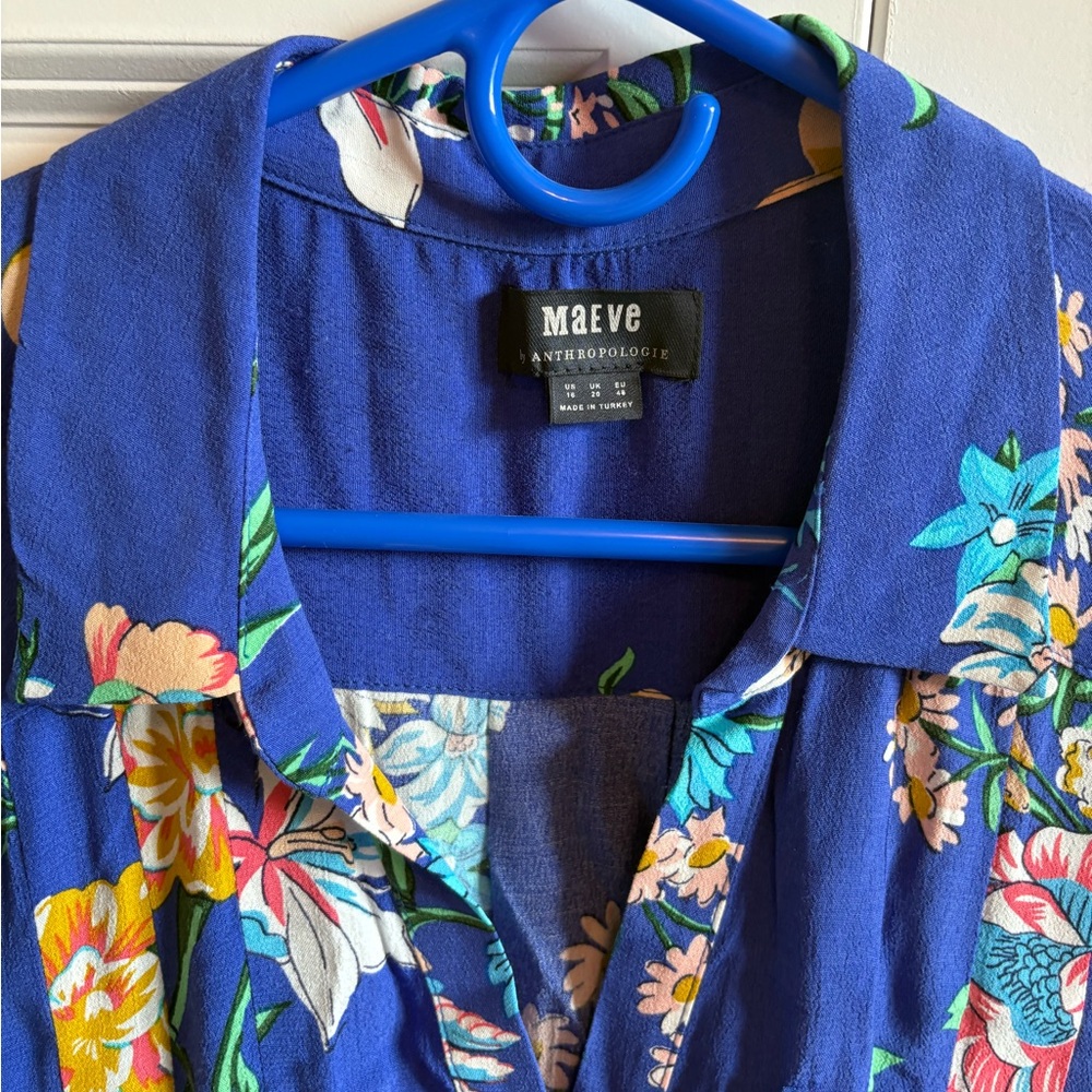 Anthropologie Blue Floral Midi Dress - Picture 5 of 11